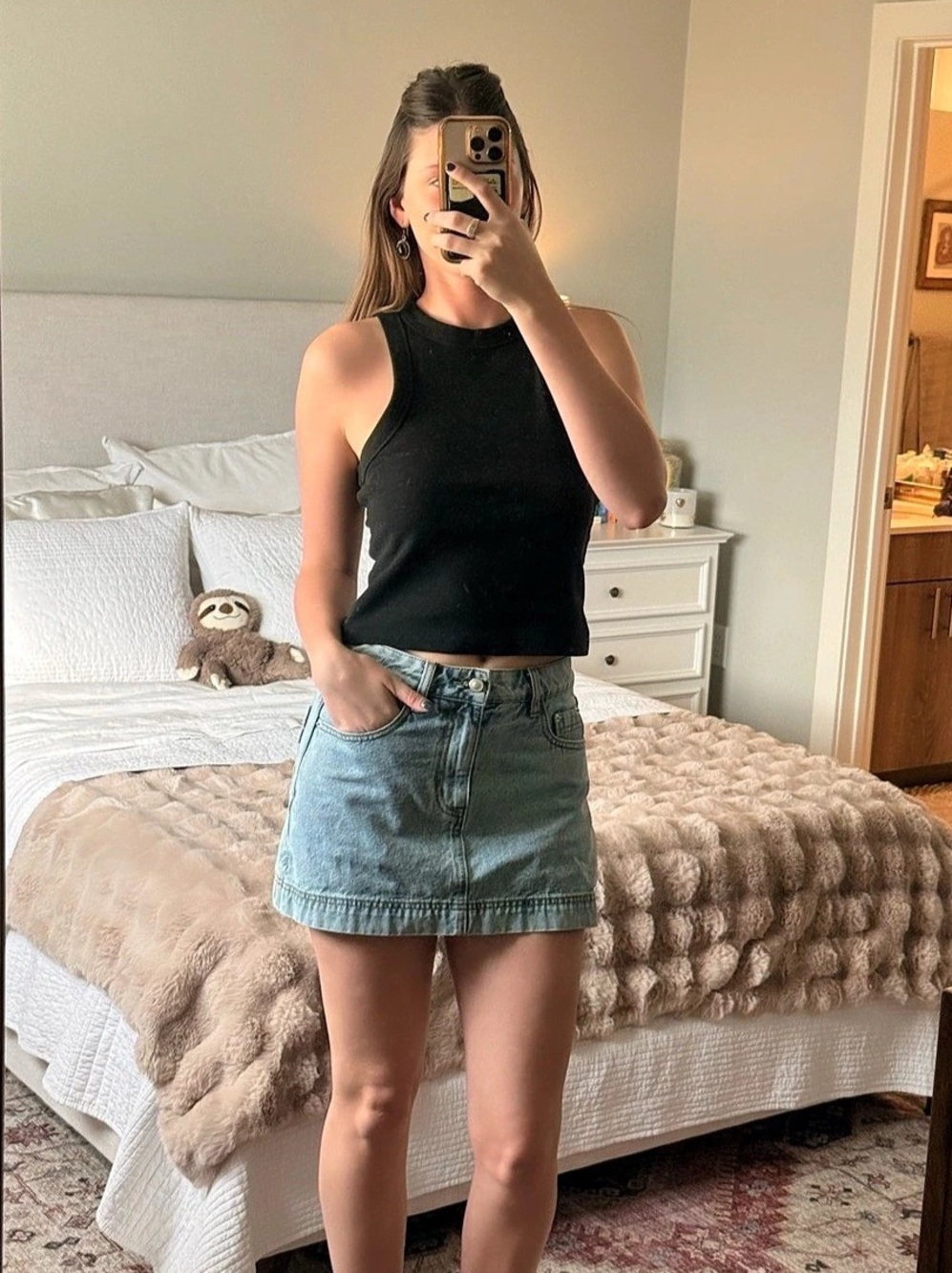 Princess Polly Denim Mini Skirt Size 4 Like New